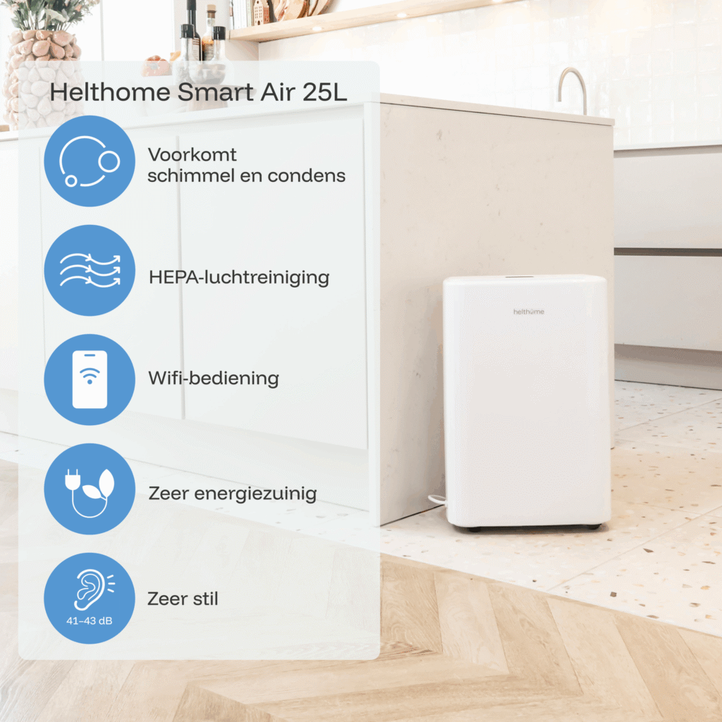 Helthome Smart Air 25L luchtontvochtiger met HEPA-filter en ionisator